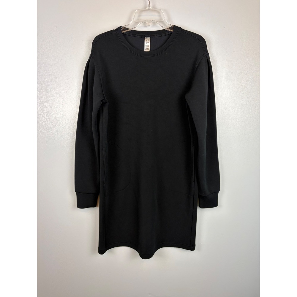 Spanx AirEssentials Crew Neck Tunic Dress Small Black Long Sleeve Pockets Comfy